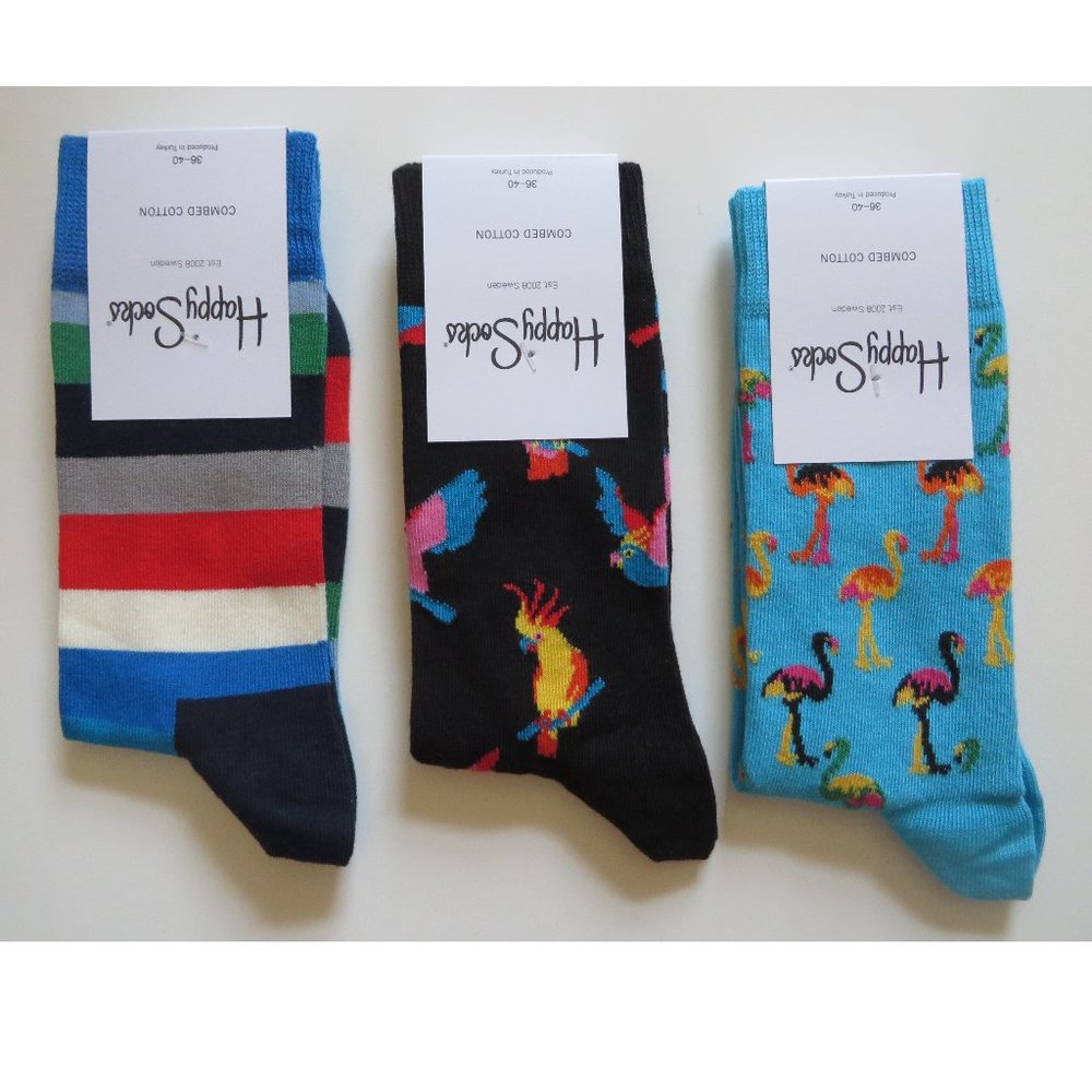 NWT Happy Socks Women Adults 3-Pack Mix Color - V4